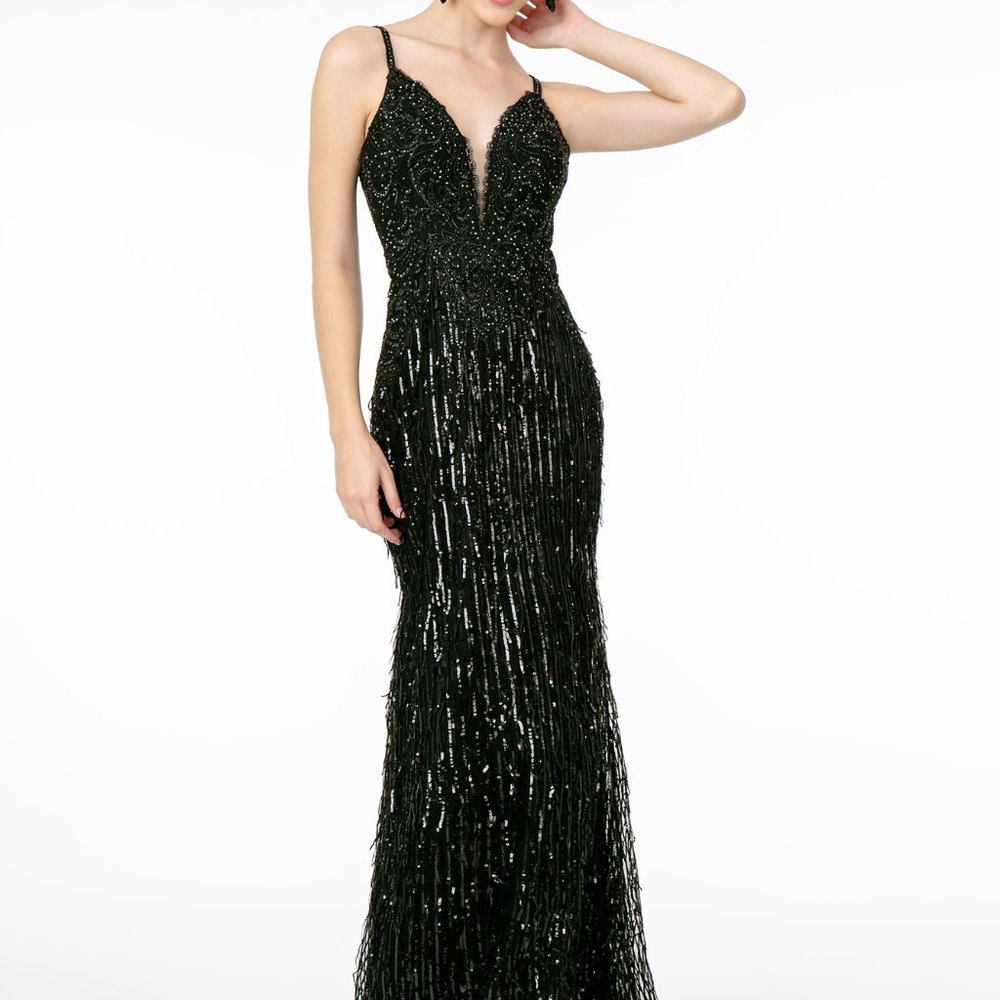 NEW BLACK V-Neck Spaghetti Strap Sheath Dress GSGL1824 - Picture 1 of 3